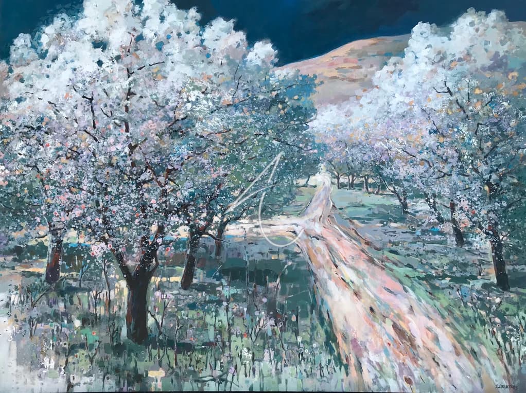 Cherry Blossom - Acrylic on canvas artwork by Ana Chemikos, size 36" x 48"