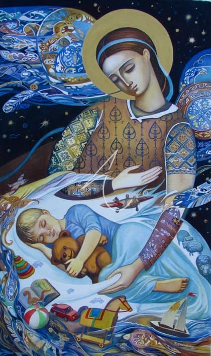 Goodnight - Mixed media artwork by Ana Chemikos, size 20" x 30"